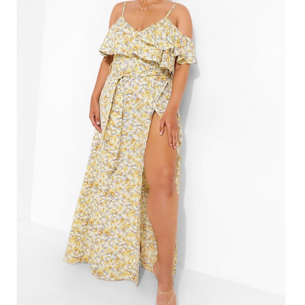 Cold Shoulder Floral Dress from Boohoo